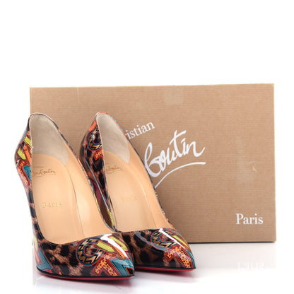 Christian Louboutin Patent Leopard Logo Print Pigalle Follies 100 Pumps 36.5 Multi 10 of 10