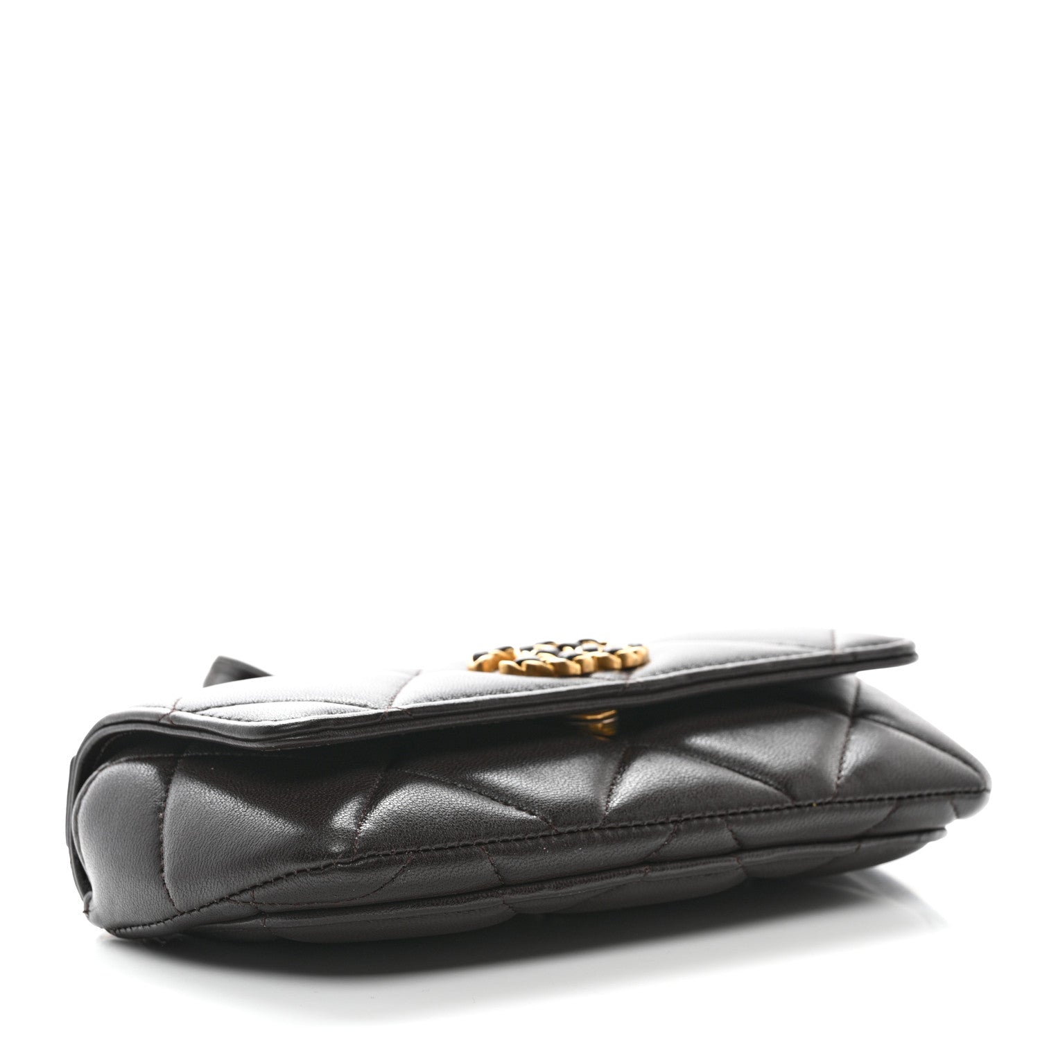 Chanel Goatskin Quilted Chanel 19 Glasses Case With Chain Brown 5 of 12