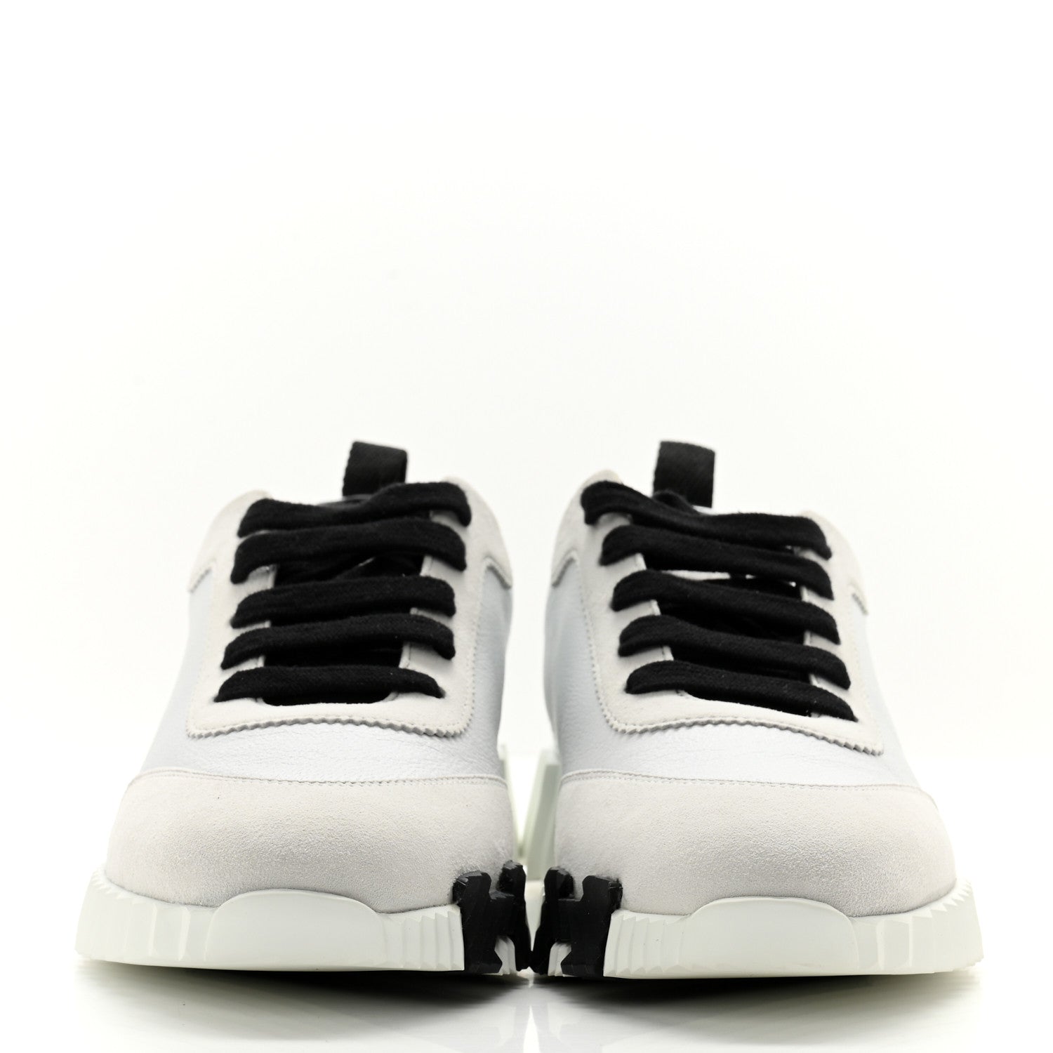 Hermes Goatskin Suede Goatskin Bouncing Sneakers 37 White Black 2 of 10