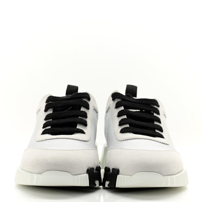 Hermes Goatskin Suede Goatskin Bouncing Sneakers 37 White Black 2 of 10