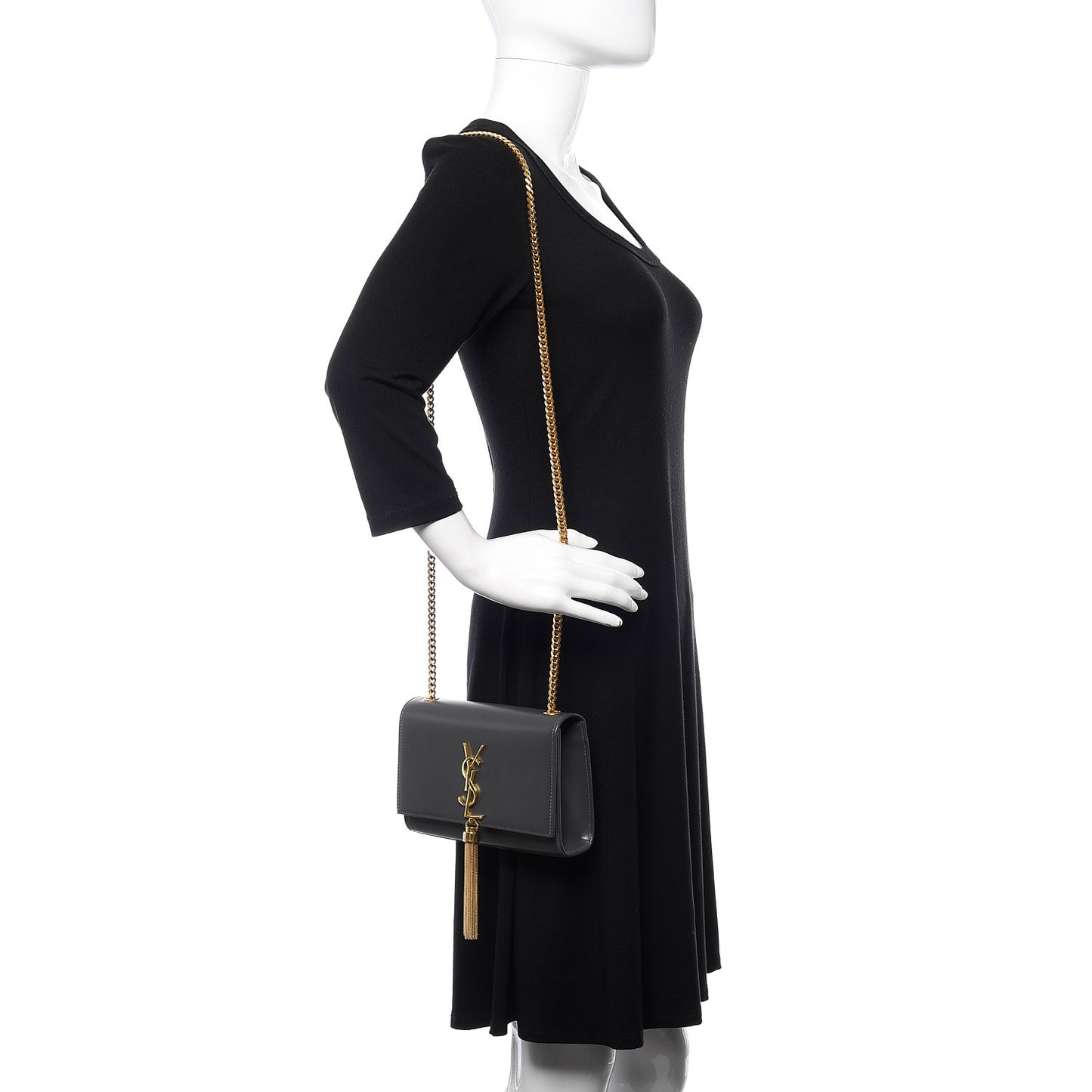 Calfskin Small Classic Monogram Kate Tassel Satchel Storm