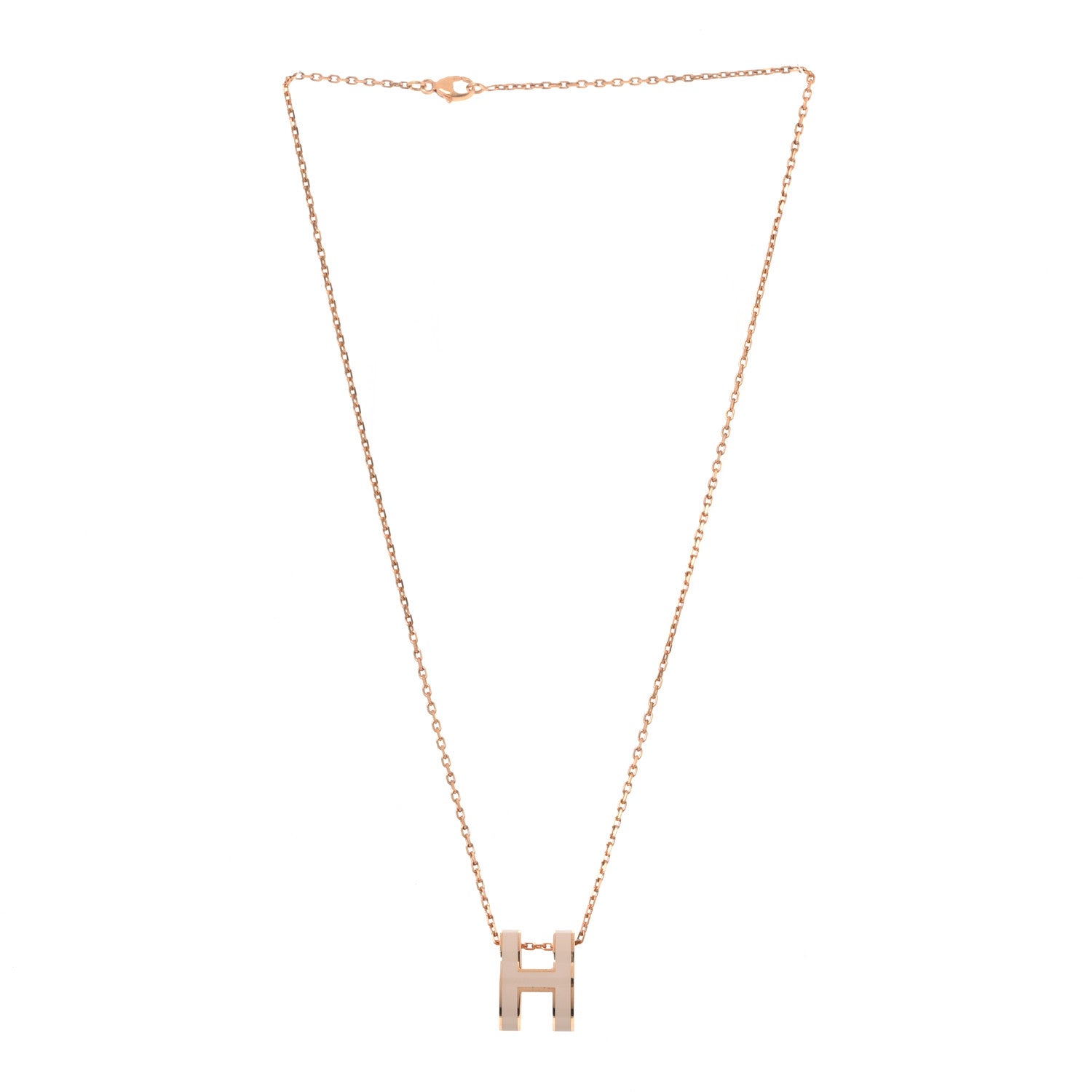 Hermes Lacquered Rose Gold Pop H Pendant Necklace Poudre 2 of 5