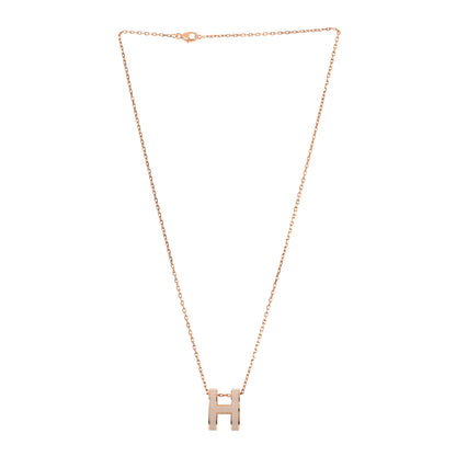 Hermes Lacquered Rose Gold Pop H Pendant Necklace Poudre 2 of 5