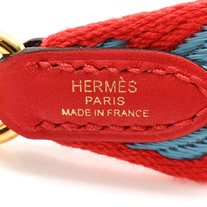 Hermes Toile Swift 25mm Sangle ZigZag Shoulder Strap Rouge de Coeur Bleu du Nord 3 of 4