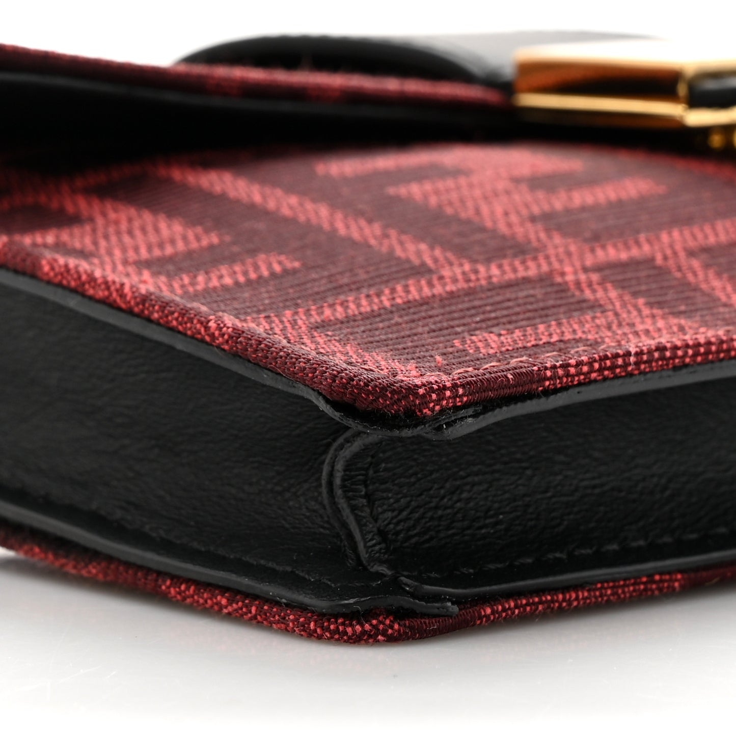 Recycled Fabric Jacquard Vitello Grace FF 1974 Baguette Belt Pouch Rosso Marlboro Black