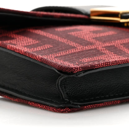 Fendi Recycled Fabric Jacquard Vitello Grace FF 1974 Baguette Belt Pouch Rosso Marlboro Black 10 of 10