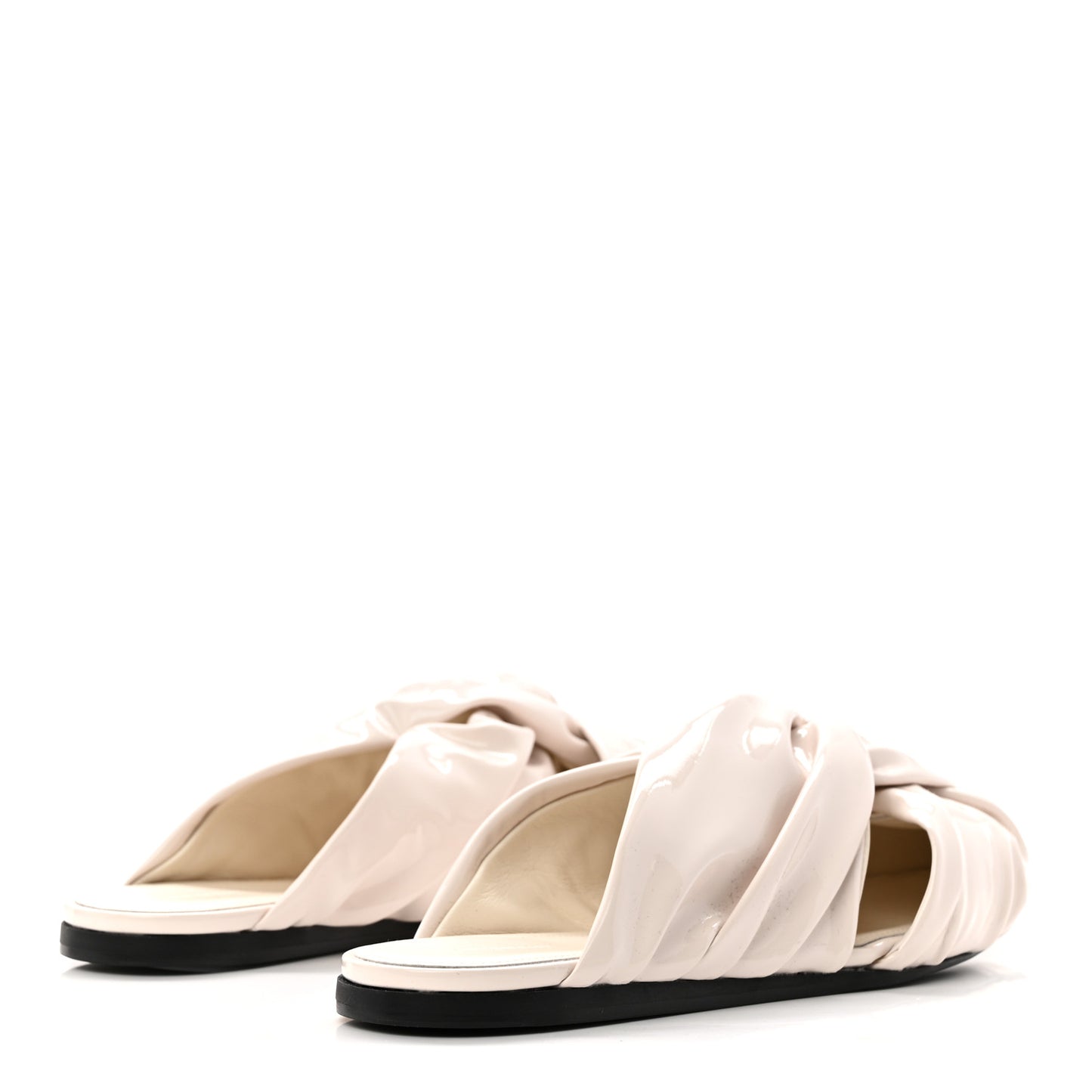 Patent Show Twist Flat Mule Sandals 38 Ivory