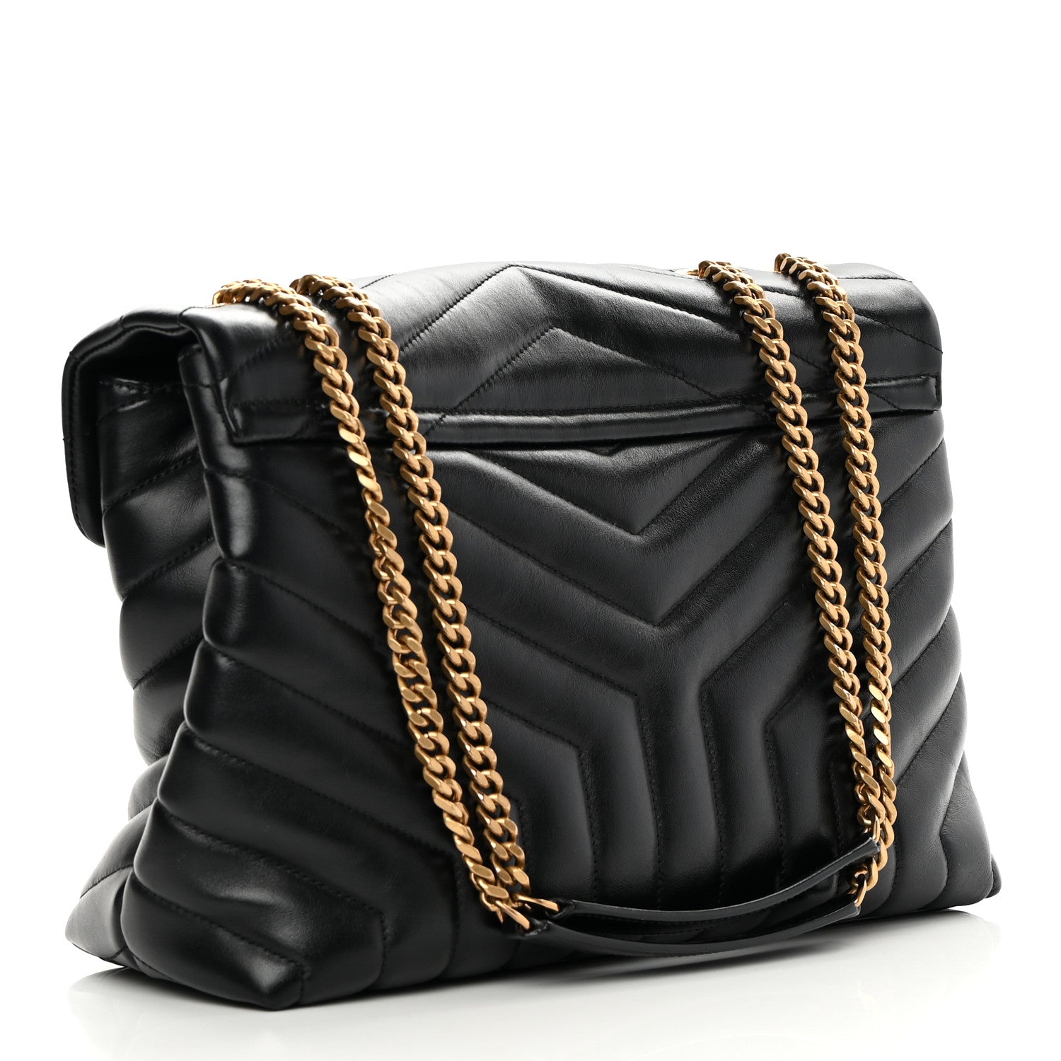 Saint Laurent Calfskin Y Quilted Monogram Medium Loulou Chain Satchel Black 3 of 16
