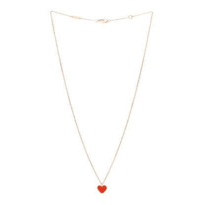 Van Cleef & Arpels 18K Rose Gold Carnelian Sweet Alhambra Heart Pendant Necklace 3 of 6