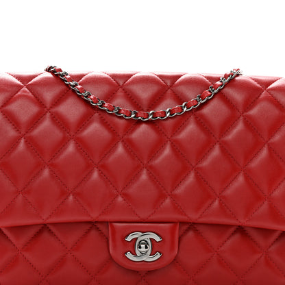 Chanel Lambskin Quilted Clutch With Chain Flap Red 8 of 10