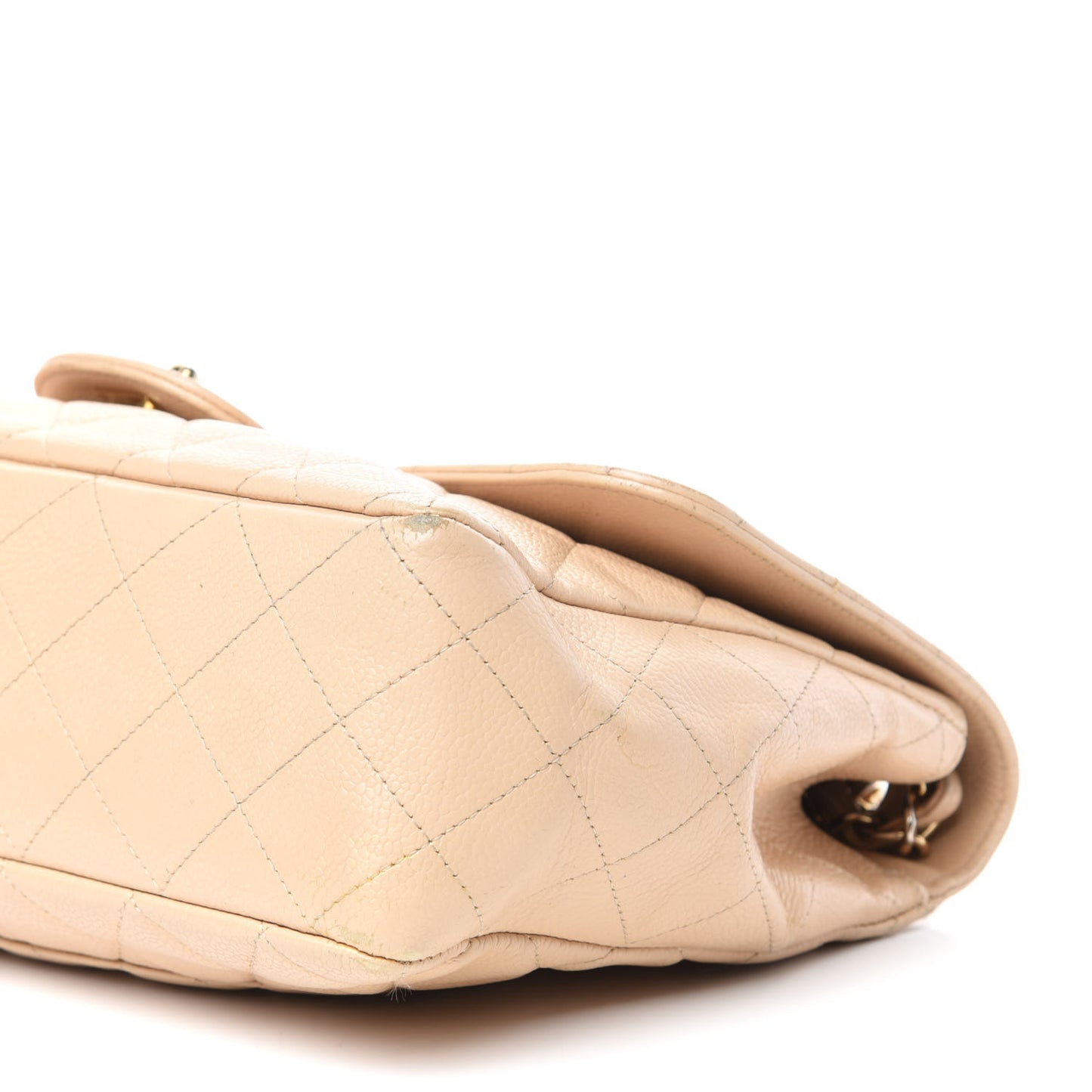 Caviar Quilted Jumbo Single Flap Beige Clair
