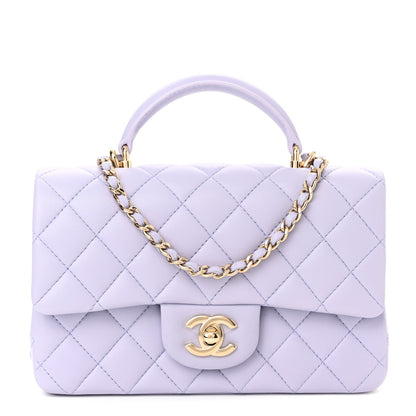 Chanel Lambskin Quilted Mini Top Handle Rectangular Flap Light Purple 1 of 10
