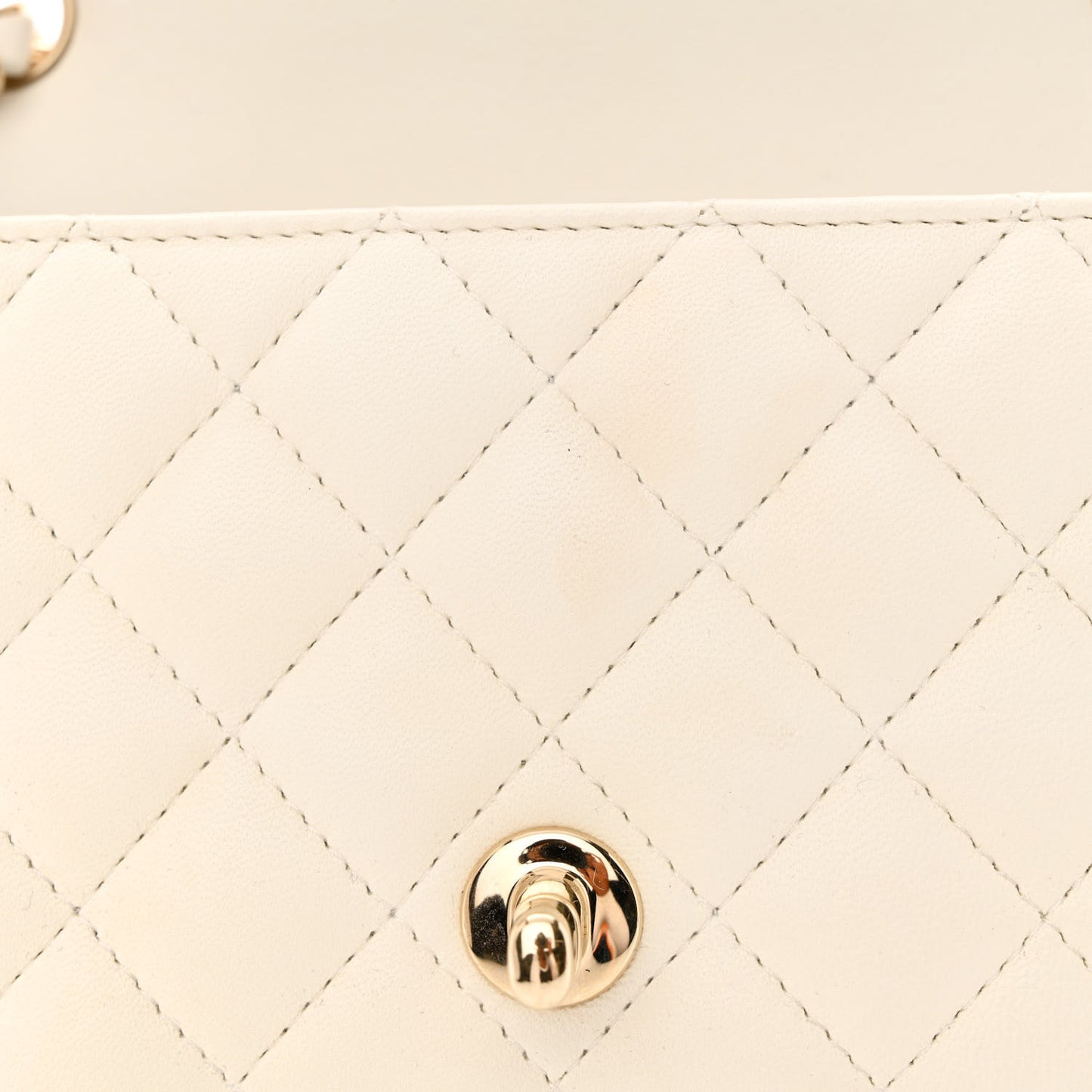 Lambskin Quilted Mini Rectangular Flap White