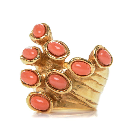 Saint Laurent Arty Dots Ring 8 Gold Coral 1 of 4