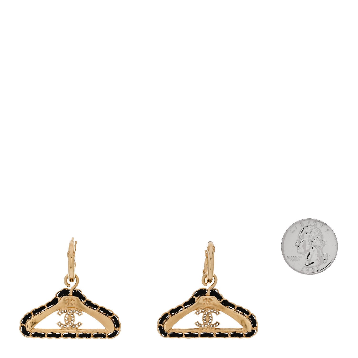 Chanel Lambskin Enamel CC Hanger Dangle Earrings Gold 2 of 5