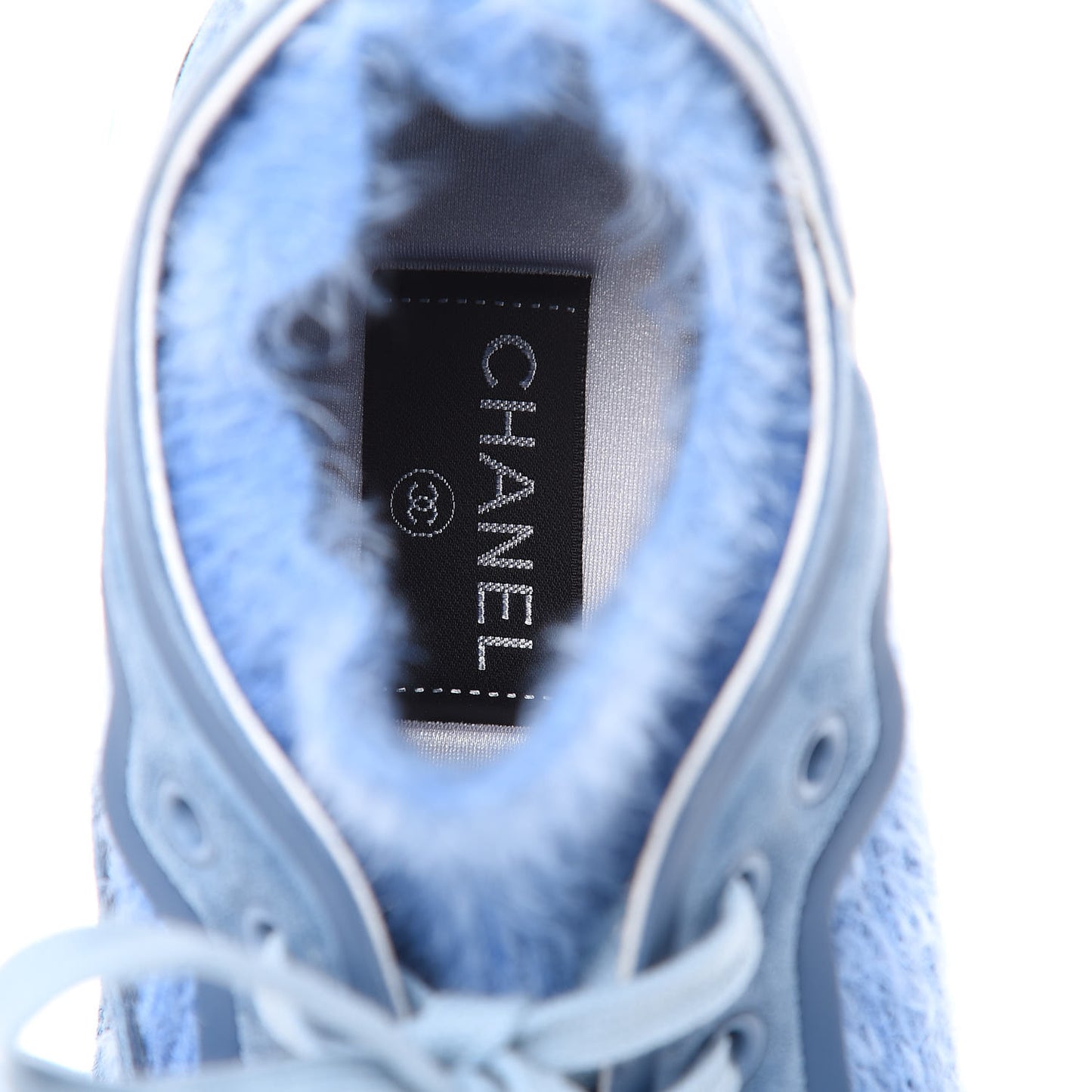 Suede Calfskin Stretch Fabric CC Sneakers 39.5 Light Blue