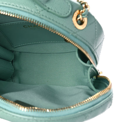 Chanel Caviar Quilted Small Round Vanity With Chain Light Green 5 of 9