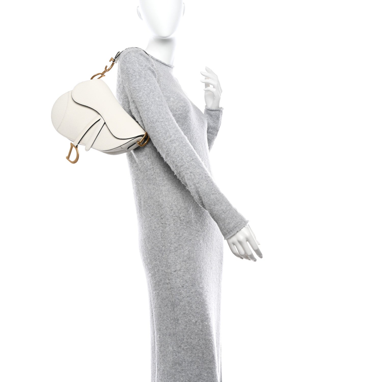Christian Dior Grained Calfskin Saddle Bag White 2 of 11