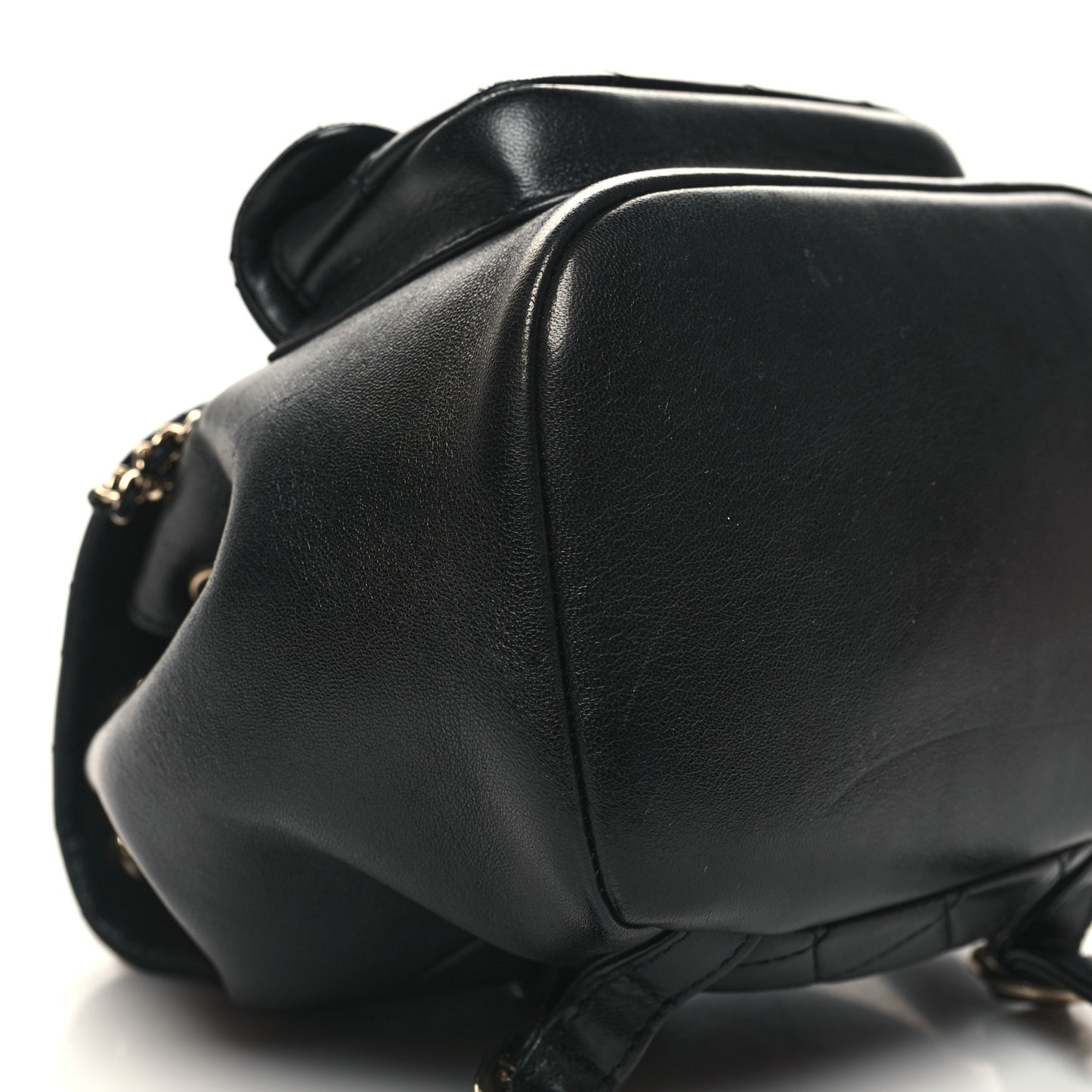 Lambskin Quilted Small Duma Drawstring Backpack Black