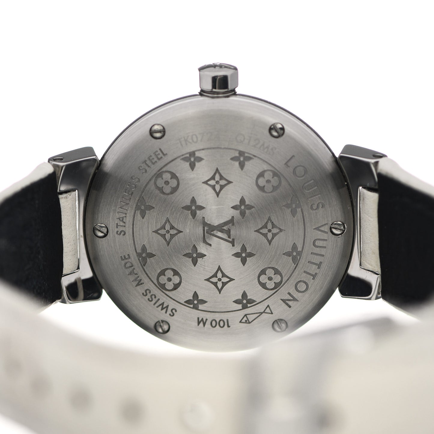 Stainless Steel Calfskin Diamond Mother of Pearl 28mm Tambour Idylle Blossom Quartz Watch