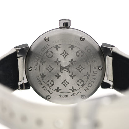 Louis Vuitton Stainless Steel Calfskin Diamond Mother of Pearl 28mm Tambour Idylle Blossom Quartz Watch 4 of 5