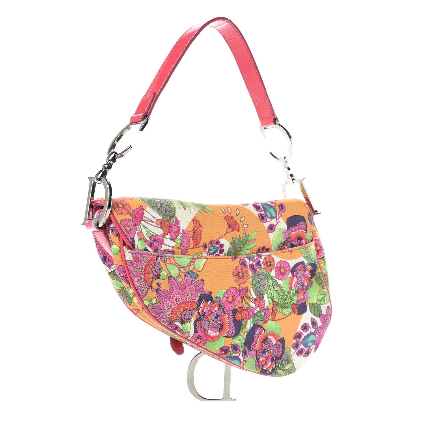 Christian Dior Canvas Floral Saddle Bag Multicolor 3 of 13