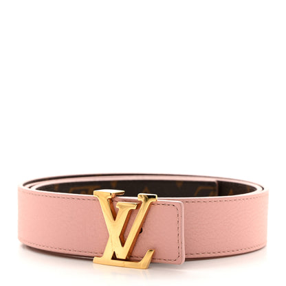 Louis Vuitton LOUIS VUITTON Calfskin Monogram 30mm LV Initiales Reversible Belt 90 36 Rose Ballerine 2 of 7