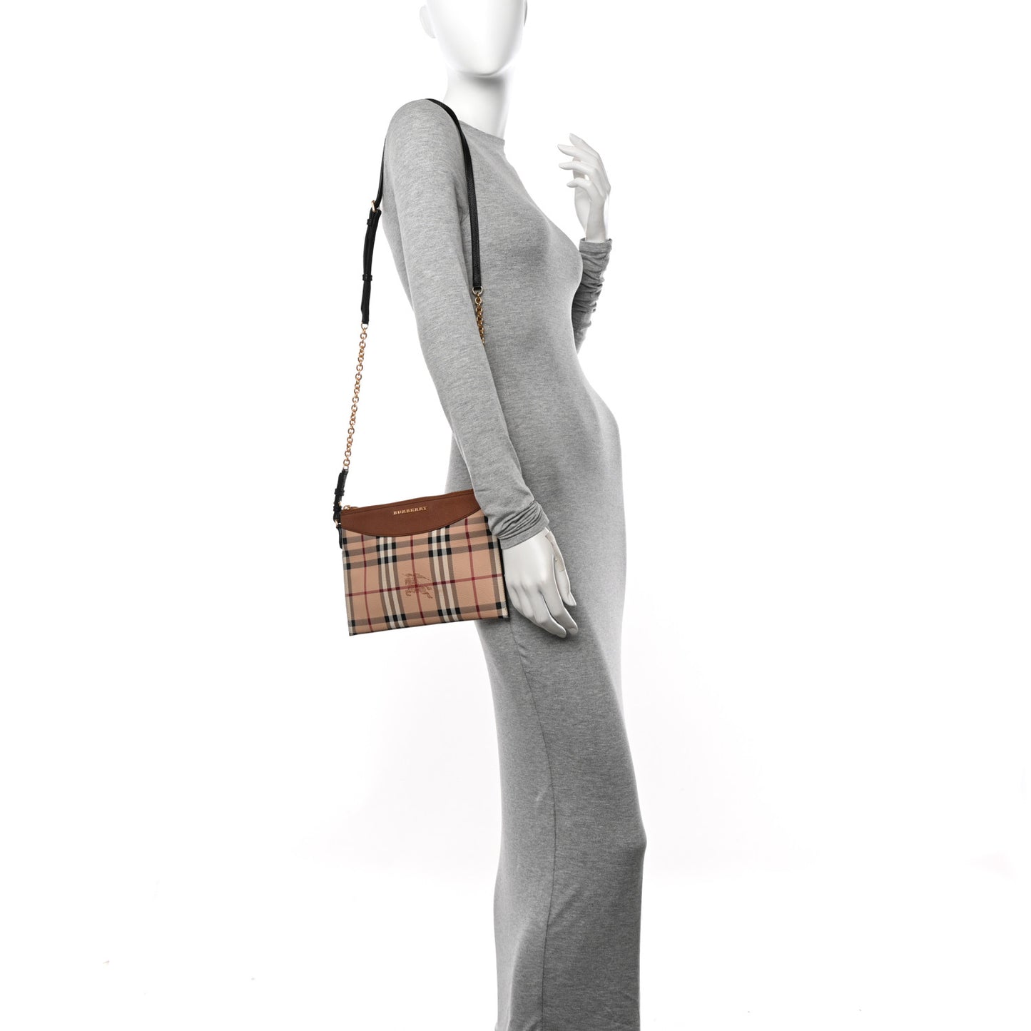 Haymarket Check Peyton Crossbody Clutch Bag Toffee