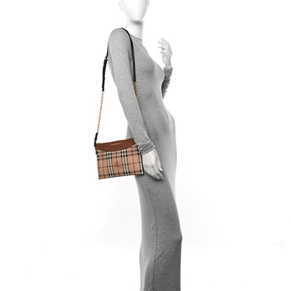 Burberry Haymarket Check Peyton Crossbody Clutch Bag Toffee 2 of 13