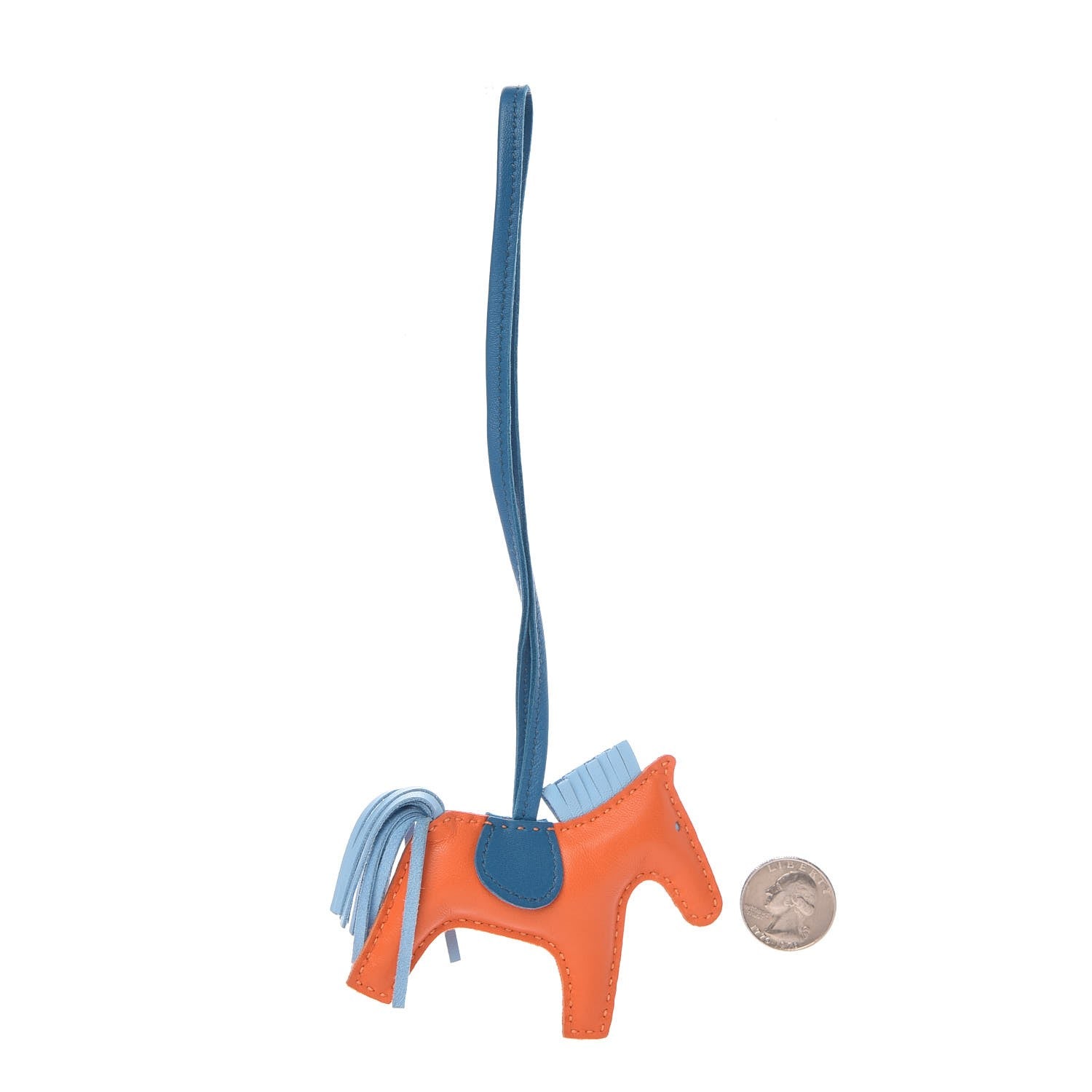 Hermes Milo Lambskin Grigri Rodeo Horse Bag Charm PM Feu Celeste Bleu Izmir 2 of 4