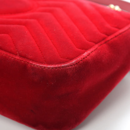 Gucci Velvet Matelasse Small GG Marmont Shoulder Bag Hibiscus Red 11 of 21