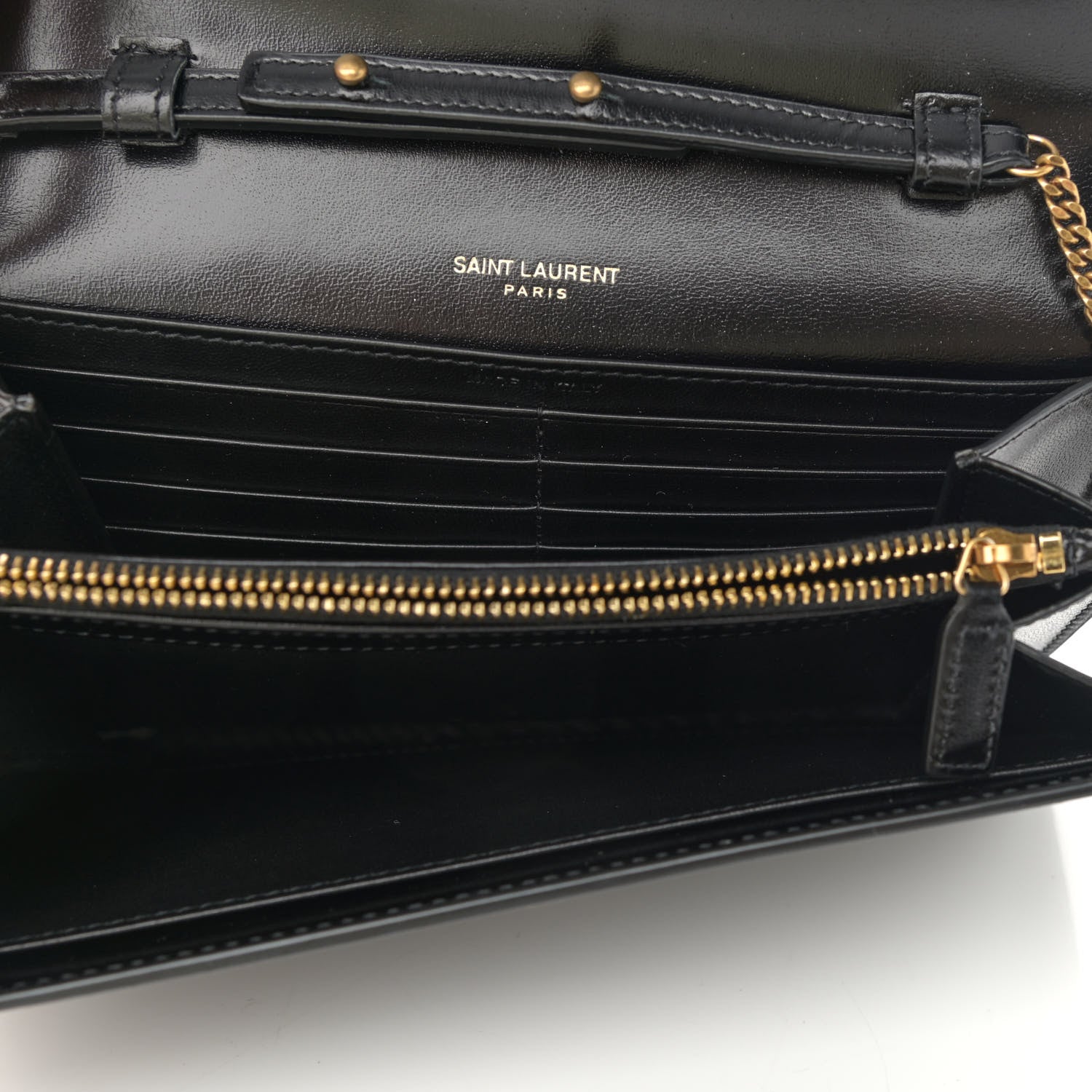 Saint Laurent Glossy Calfskin Monogram Chain Wallet Black 5 of 11