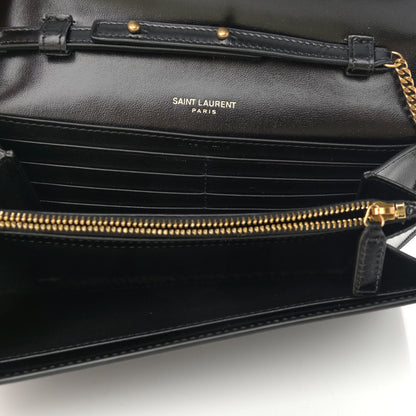 Saint Laurent Glossy Calfskin Monogram Chain Wallet Black 5 of 11