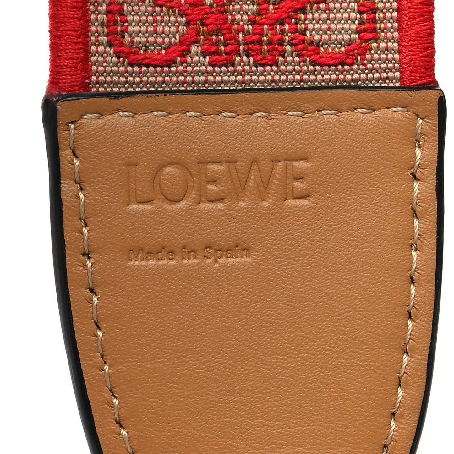Calfskin Jacquard Anagram Strap Natural Red