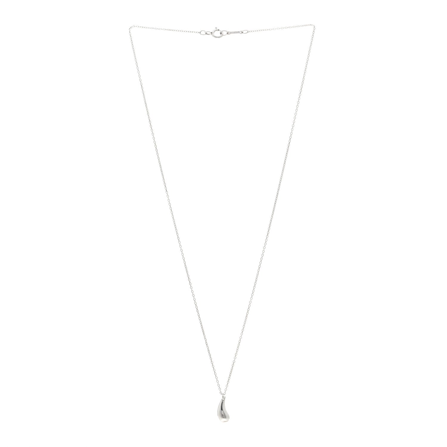 Tiffany Sterling Silver 12mm Elsa Peretti Tear Drop Pendant Necklace 3 of 4