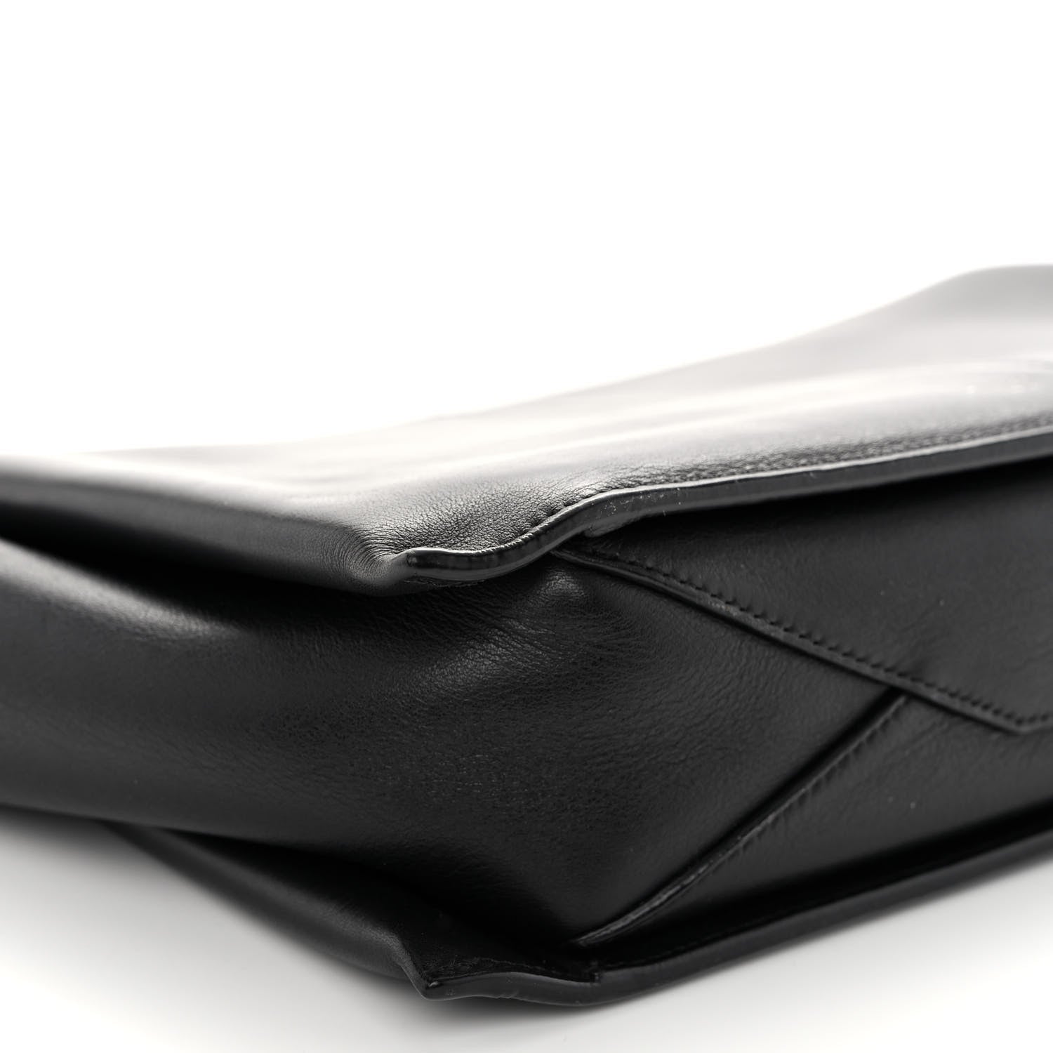 Celine Smooth Calfskin Tri-Fold Clutch on Chain Black 10 of 12