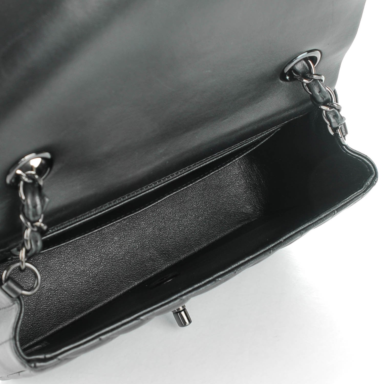 Chanel Lambskin Chevron Quilted Mini Rectangular Flap So Black 6 of 8