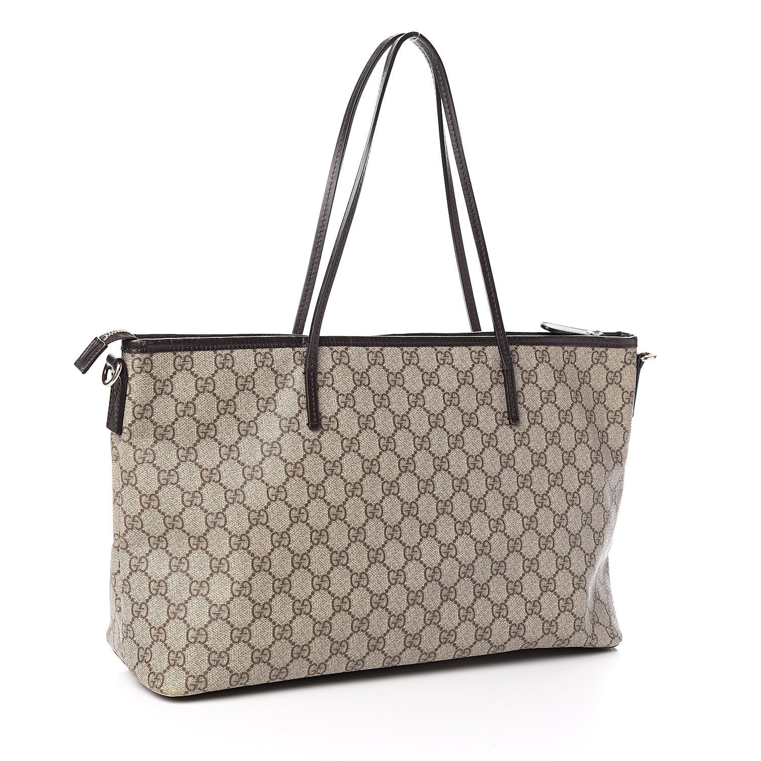 Gucci GG Supreme Monogram Medium Zippered Tote Dark Brown 3 of 19