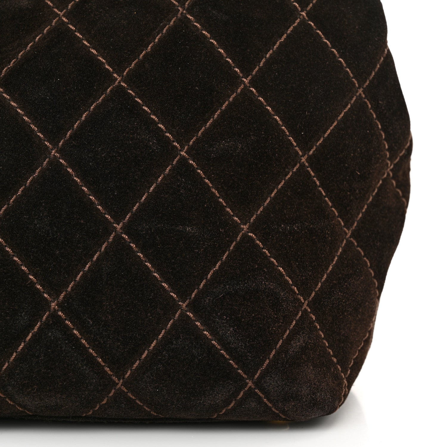 Chanel Suede Quilted Shopping Tote Brown 11 of 13