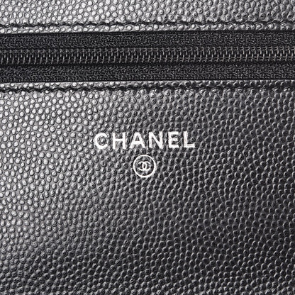 Chanel Caviar Chevron Quilted Wallet On Chain WOC Black 6 of 9