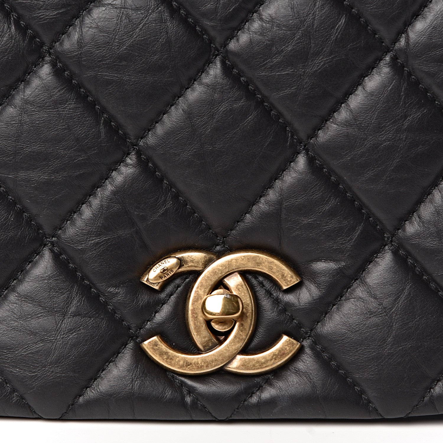 Chanel Aged Calfskin Quilted Large Pondichery Flap Black 11 of 12