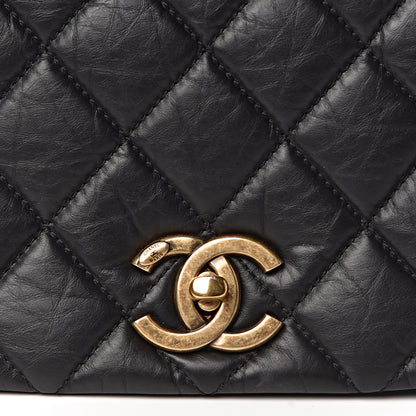 Chanel Aged Calfskin Quilted Large Pondichery Flap Black 11 of 12