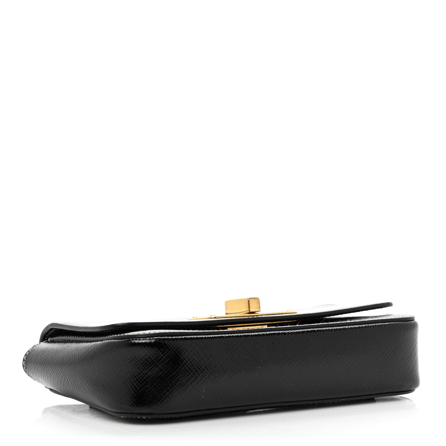 Prada Saffiano Vernice Turnlock Convertible Shoulder Bag Black 4 of 11