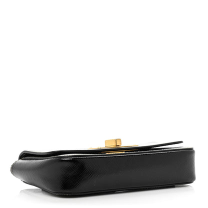 Prada Saffiano Vernice Turnlock Convertible Shoulder Bag Black 4 of 11
