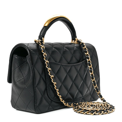 Chanel Lambskin Quilted Metal Mini Top Handle Rectangular Flap Black 3 of 13