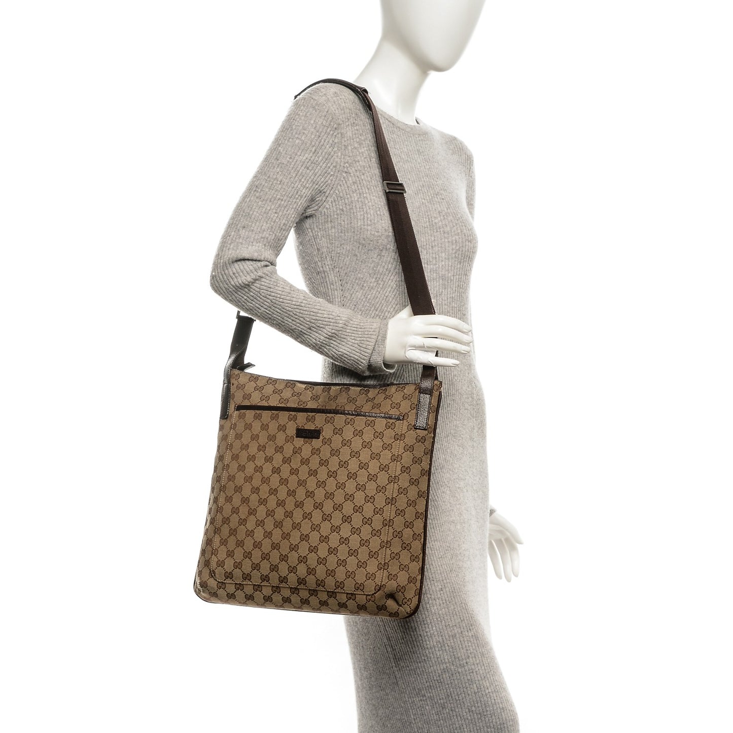 Monogram Large Flat Messenger Bag Dark Brown