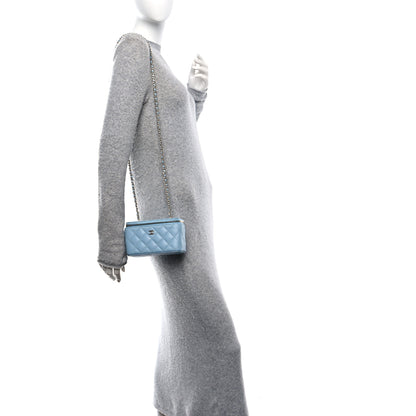 Chanel Caviar Quilted Small Tiny CC Vanity Case With Chain Light Blue Light Blue 2 of 13