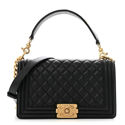 Chanel Calfskin Medium Boy Logo Top Handle Flap Black 1 of 13