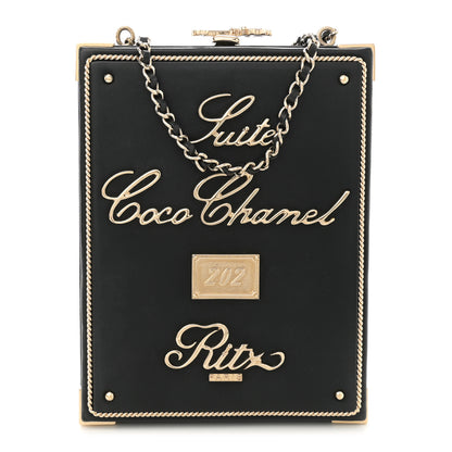 Chanel Lambskin Room Card Minaudiere Evening Bag Black Gold 1 of 11