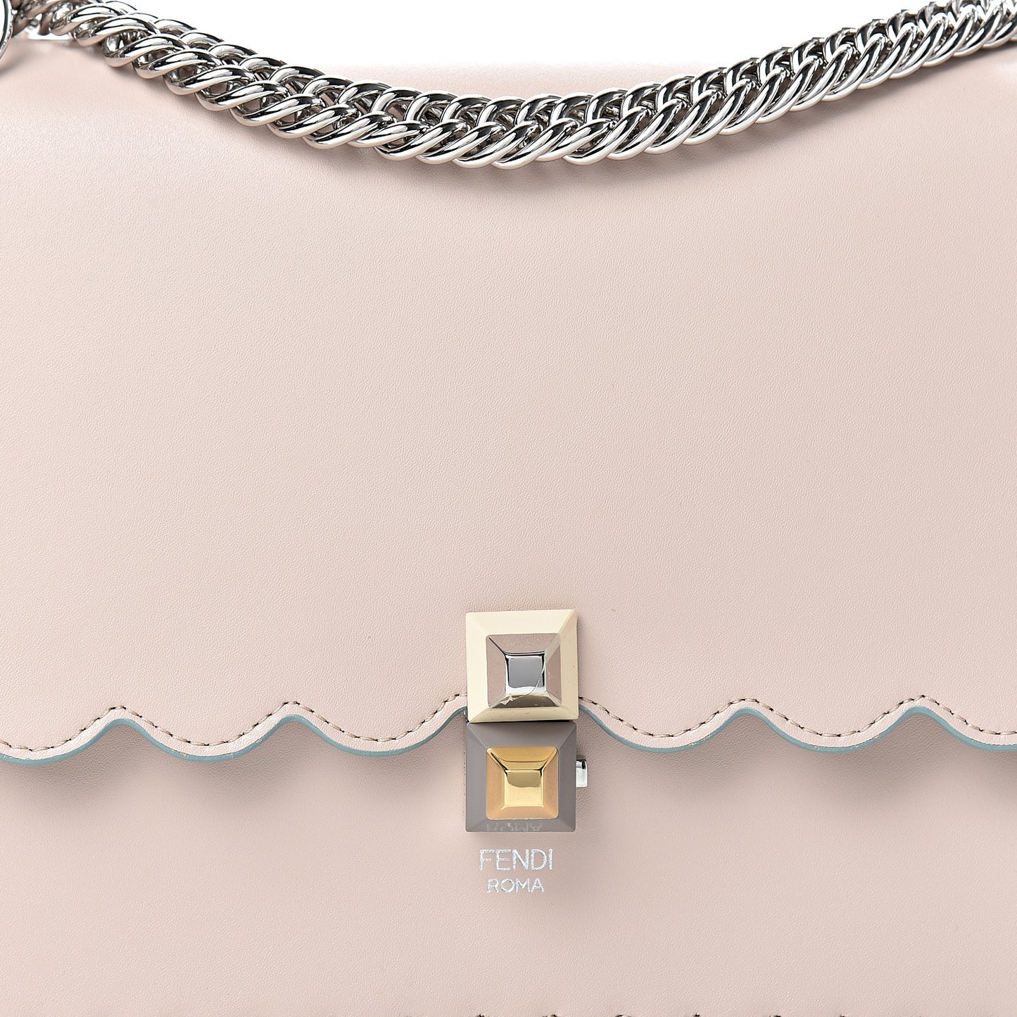 Vitello Liberty Scalloped Studded Kan I Shoulder Bag Soap